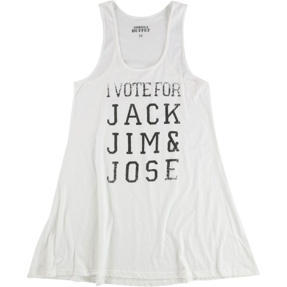 Gorilla Buffet Womens I Vote For Jack Jim & Jose Racerback Tank Top, NWT